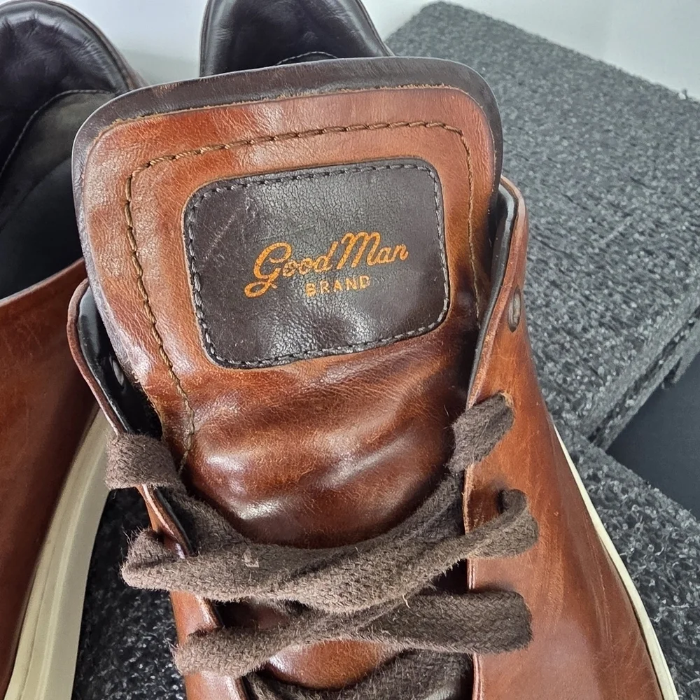 Good Man Brand Shoes Men's 12 Legend Low Top Sneaker Brown Leather Made in Italy